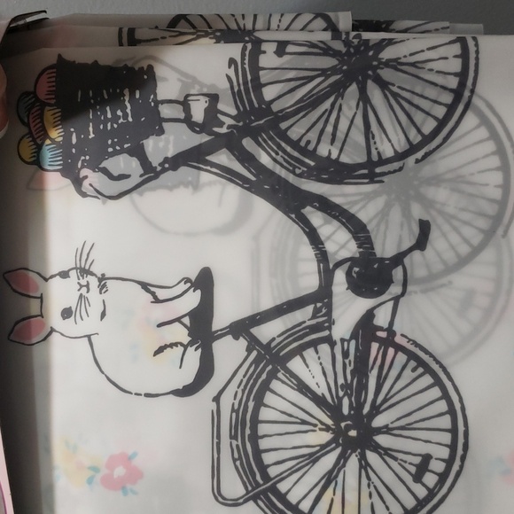 Spring St. Designs NWT Bunny On Bike Multicolor Shower Curtain/Liner - Picture 4 of 6